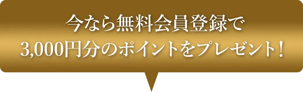 今なら無料会員登録で3,000円分のポイントをプレゼント！