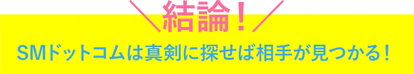 結論!SMドットコムは真剣に探せば相手が見つかる!