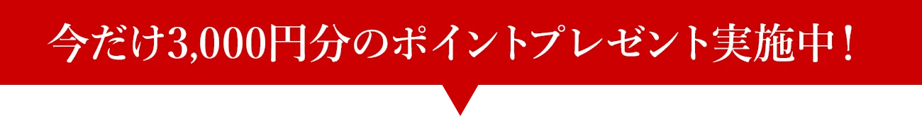 今だけ3,000円分のポイントプレゼント実施中！
